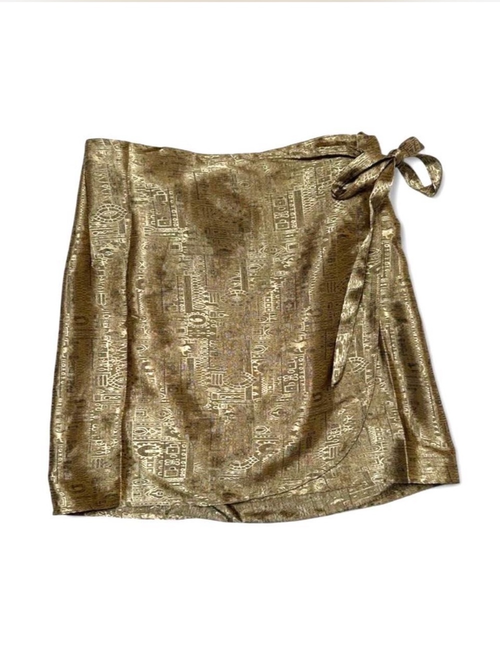 Sky Metallic Gold Wrap Mini Skirt